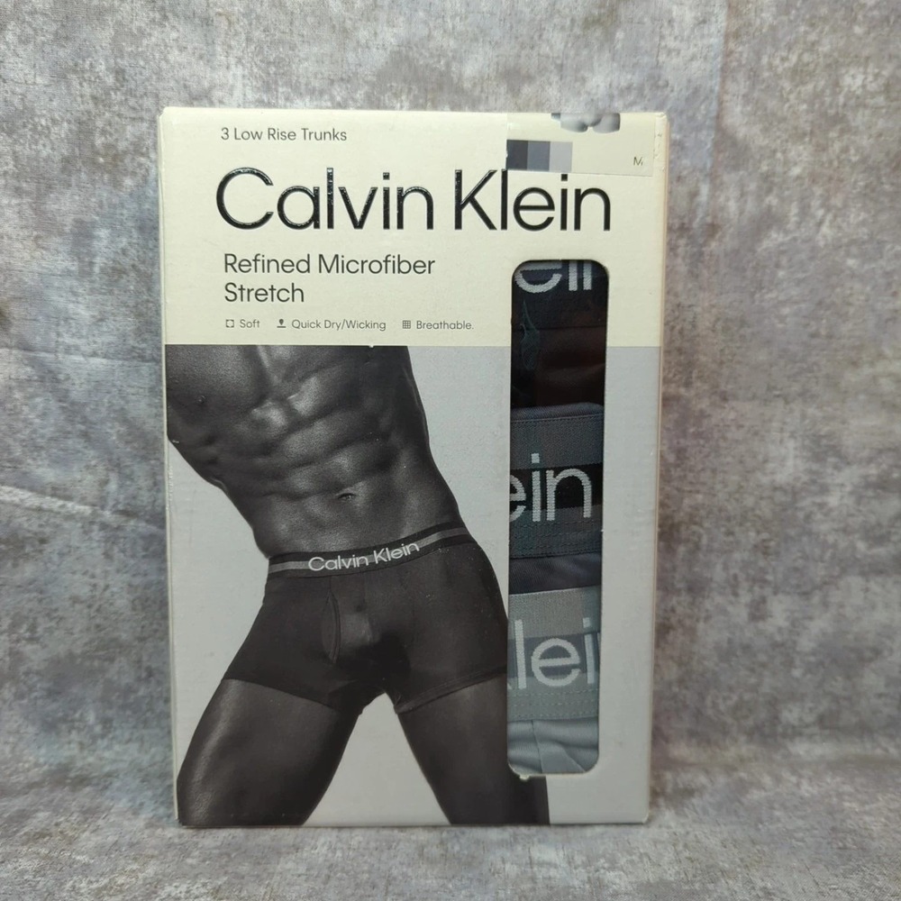 Calvin Klein –. Refined Microfiber Stretch 3 Low Rise Trunks – Size M